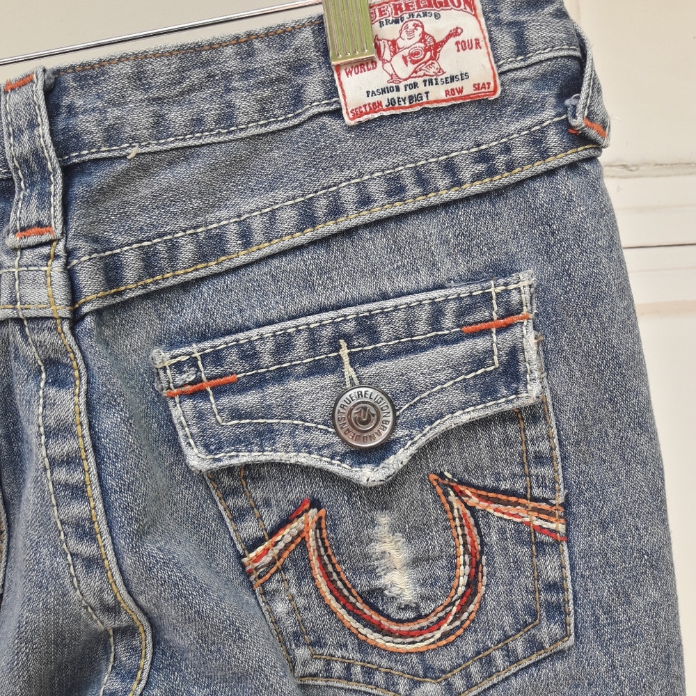 Vintage True Religion Jeans Rainbow Embroidered Bell Bottom All Cotton Flared 28